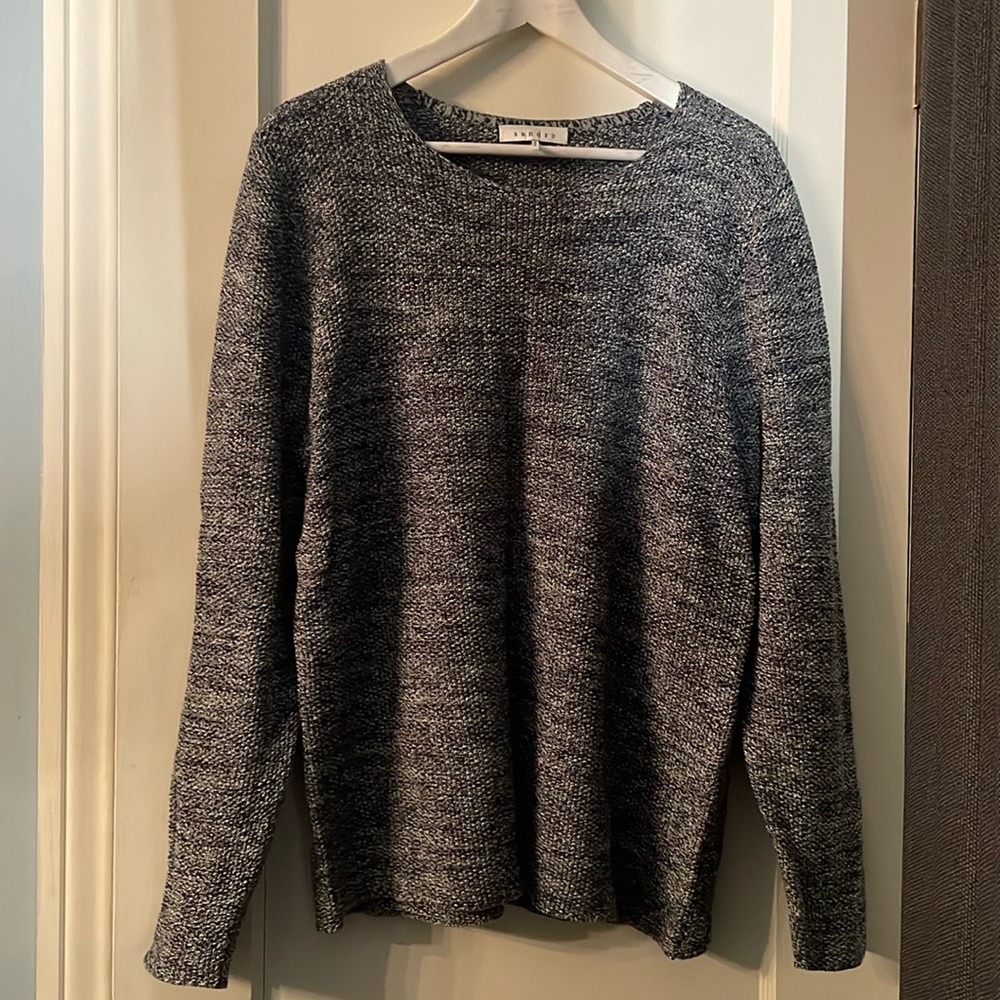 Mens Medium Sandro Boucle Blue Cotton Sweater-a beauty